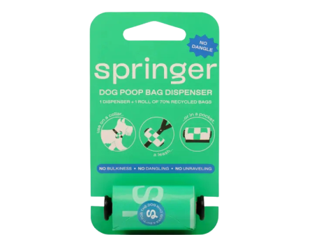 Springer Dog Poop Bag Dispenser Holder + Roll - Black Hot on Sale