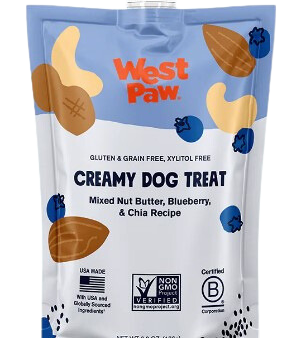 West Paw Creamy Dog Treat Mixed Nut Butter, Blueberry & Chia 6.2oz pouch For Cheap