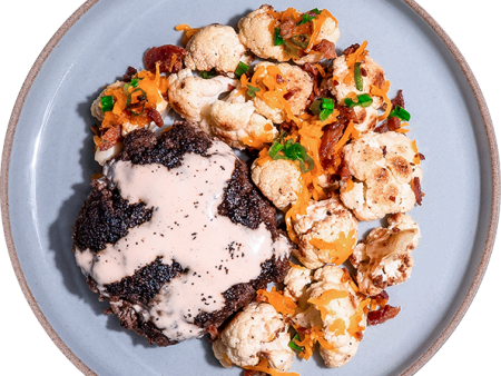 21 - Keto Buffalo Ranch Burger with Loaded Roasted Cauliflower (GF) Online now