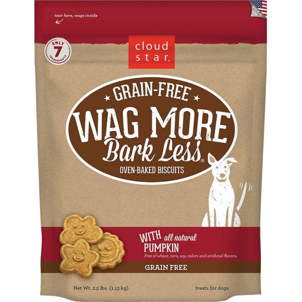 Cloud Star Wag More Bark Less Grain-Free Oven-Baked Biscuits Pumpkin 2.5lb Bag For Cheap