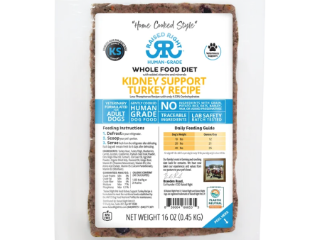 Raised Right Adult Dog Recipe - Kidney Support Turkey 16oz Frozen Flexible Tray Sale