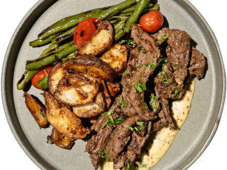 17 - Paleo Pepper Crusted Steak with Roasted Potatoes, Green Beans and Mustard Steak Sauce (GF) Online Hot Sale