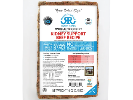 Raised Right Adult Dog Recipe - Kidney Support Beef 16oz Frozen Flexible Tray Sale