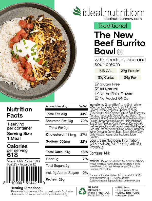 09 - The New Burrito Bowl with Shredded Cheddar, Pico de Gallo and Sour Cream (GF) Online now