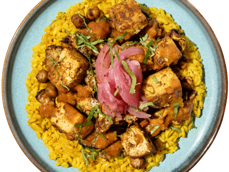 31 - Vegan Tofu Shawarma with Roasted Vegetables, Turmeric Rice and Harissa (GF) Hot on Sale