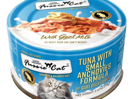 Fussie Cat Wet Cat Food Goat Milk Formula - Tuna & Small Anchovies 2.4oz Can Single on Sale