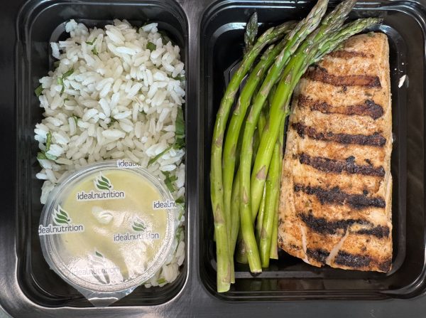 10 - Grilled Mahi Bowl with Cilantro Rice and Asparagus (GF) For Sale