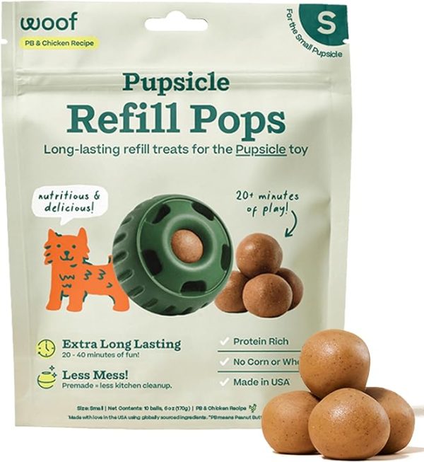 Woof Refill Treat for Pupsicle Toy - Small (10-25 lbs) - PB & Chicken Recipe - 10-pack   6oz Bag For Cheap