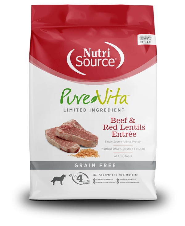 PureVita Dry Dog Food Grain-Free Beef & Red Lentils Entrée Hot on Sale