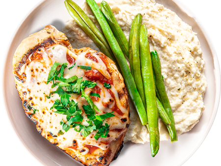 23 - Keto Chicken Parmesan with Cauliflower Mash and Green Beans (GF) Sale