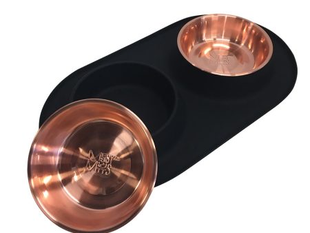 Messy Mutts Double Silicone Feeder with Copper Bowl - Large 3 Cup Bowl - Black Online Hot Sale