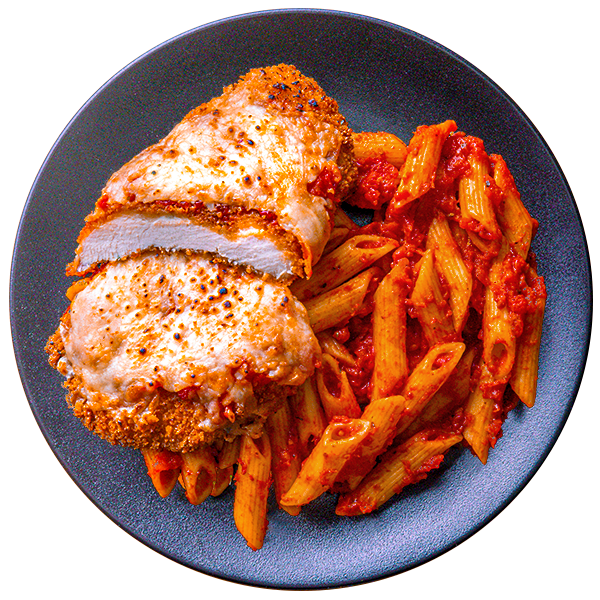 07 - Baked Chicken Parmigiana With Penne Pasta Online now