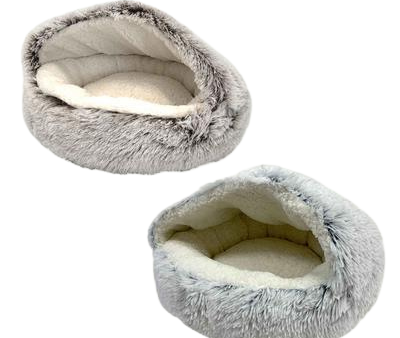 Goo-eez Hooded Plush Pet Bed - Light Grey Online now