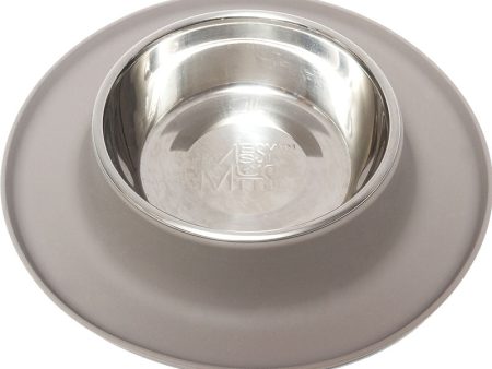 Messy Mutts Single Silicone Feeder with Stainless Bowl - Large 6 Cup Bowl - Grey on Sale